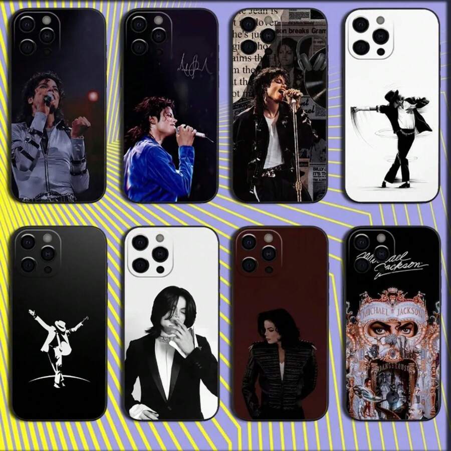 Music Michael J-Jackson Phone Case Compatible With 16,15,14,13,12,11,Pro,X,XS,Max,XR,Plus,Mini Soft Black Cover, Cover Compatible With 17 Pro Max Case, 17 Pro Case, 17 Case, 16 Pro Max Case - Z2 - 查看 1