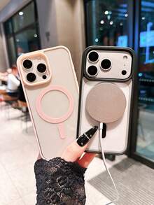 2pcs Magnetic Charging Phone Case, Pink & Black, Minimalist Matte Transparent Magnetic Charging Phone Case