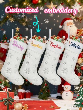 1 Pc Personalized Christmas Stockings, 2025 Embroidered Christmas Stocking,Holiday Decor, Custom Family Christmas Stockings, Xmas Family Gifts