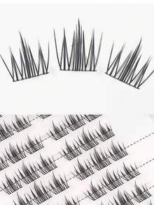 10 Rows/60pcs Natural Fairy Eyelashes, High Volume Cartoon Style Individual Cluster Lash Extensions For Beginners - D - View 3