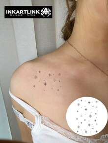 INKARTLINK Starry Sky Glitter Temporary Tattoos, Waterproof Long-Lasting 1-2 Weeks, Authentic Tattoo Look, Niche Design, Juice Tattoo Style, Plant Inspired Tattoos, Dark Feather Pen Inspired, Heart-Touching Tattoos - Black - View 7