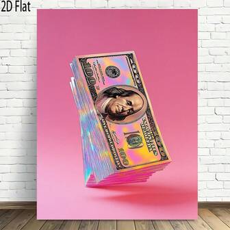 1 pieza Impresión artística moderna y retro de un apilamiento de dinero - Fondo rosa vibrante con diseño de billetes de colores, Pintura en lienzo para decoración del hogar y la oficina, Póster impreso de alta calidad, Perfecto para la sala de estar, dormitorio, cocina o comedor, Obra de arte colgante de pared interior, Decoración de pared, Imagen de pared, Decoración de pared, Póster de pared, Póster para dormitorio, Imágenes de pared sin marco