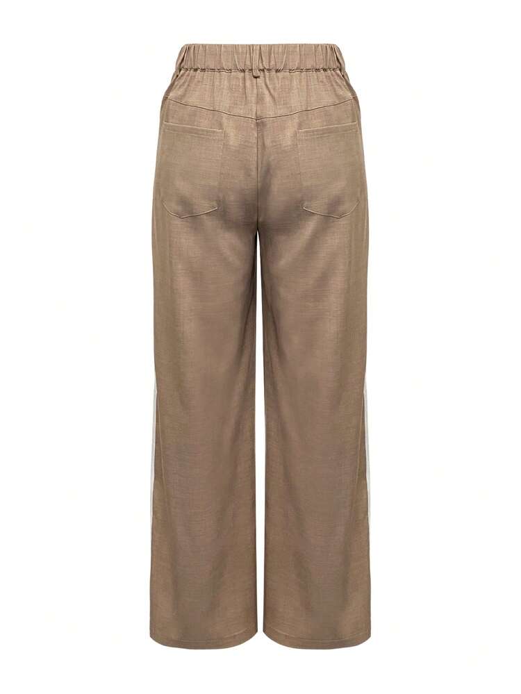 [Pantalones elegantes y sexys] Pantalones rectos elegantes y sexys para mujer | Pantalones sin estiramiento, adecuados para la oficina, fiestas, uso diario - Lavable a máquina, tela transpirable, diseño sencillo, ropa de casa casual, opción para entusiastas de la moda - Primavera con estilo - Caqui - Ver 5