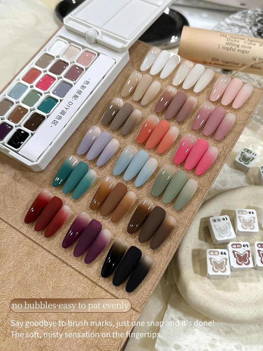 MORDDA 18色涂抹胶水，罐装高饱和度流行半固态指甲油胶水，女士沙龙美甲DIY美甲