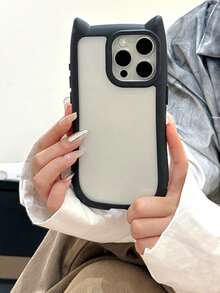 Premium Cute Cat Ear Black Phone Case Compatible With IPhone 17 Pro Max/17 Pro/17 Air/17/16 Pro Max/16/16 Pro/16 Plus/15/15 Pro Max/15 Pro/15 Plus/11/12/13/14 Pro Max/11 Pro/11 Pro Max/12 Pro/12 Pro Max/13 Pro/13 Pro Max/14 Pro/14 Pro Max/14 Plus, Hard Shell Acrylic Material, Reinforced And Thickened - Black - Hardened and Thickened Upgraded Version - View 8
