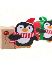 100pcs Random Style Christmas Lollipop Paper Cards, Cartoon Santa, Penguin, Snowman Candy Gift Bags Packaging, New Year Party Decorations, Christmas Party Decoration Cards - Multicolor - View 7