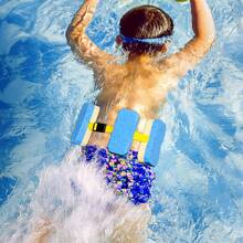 FELIN 1 pieza Cinturon Flotador para Niño, Flotadores para Entrenamiento de Natación en Piscina, Cinturón de Flotante Ajustable de Espuma EVA para Flotación Acuático, Aprendizaje, Entrenamiento de Cintura - Azul - Ver 3