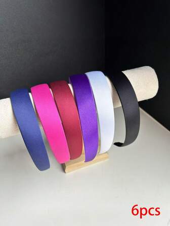 6 Stück einfarbige Lässig Stoff Stirnbänder, geeignet zum Gesichtwaschen, für den täglichen Gebrauch, Geburtstagsfeiern, alle Jahreszeiten, Haarreif für Frauen, Diademe