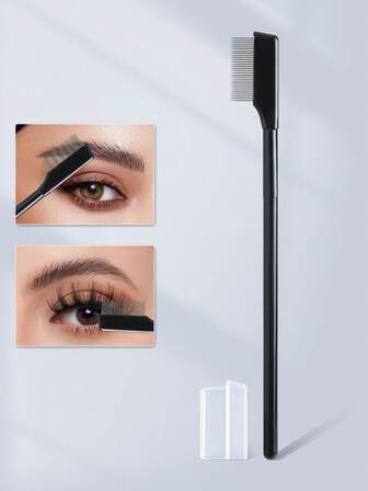 1pc Stainless Steel Eyelash Comb, Eyelash Separator, Long Handle False Eyelash Brush, Mascara Applicator, Natural Lengthening Eyelash Makeup Tool, With Cover For Daily Use, Eyebrow Brush, Eyeshadow Brush, Brush