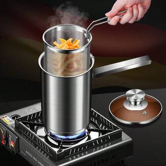 Deep Fryer Pot Small Deep Fryer Stainless Steel Frying Pot With Oil Drip Drainer Basket Glass Lid Cookware For French Fries Shrimp Chicken Wings And Shrimp