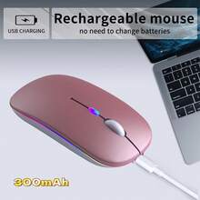 Ratón inalámbrico Bluetooth, ratón de modo dual recargable con LED (Bluetooth 5.2 y receptor USB), ratón silencioso portátil, apto para portátil/ordenador de escritorio/tableta - oro rosa - Ver 4
