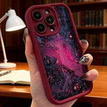 Fundas de teléfono transparentes y modernas,Cubierta de teléfono con diseño de circuito electrónico color negro y morado para hombre mujer estilo futurista ideal para uso diario en oficina hogar y viajes Aplicable a teléfonos Apple y Galaxy - Negro - Ver 6