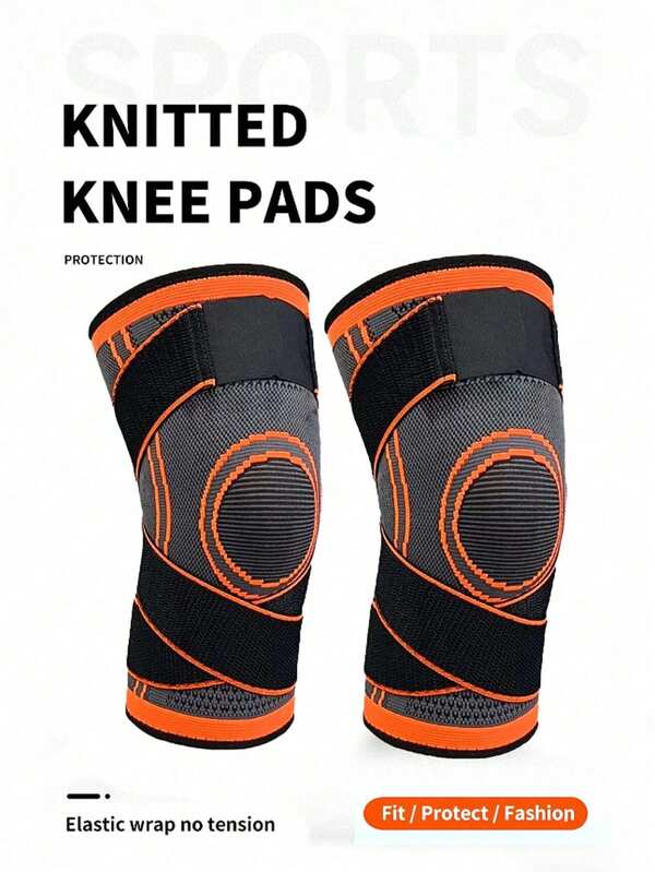 زوج من وسادات الركبة المضادة للانزلاق للجنسين، دعامات الركبة المصنوعة من النايلون المحبوك المرن والمريح بالاتجاهات الأربعة للركض والدراجات والرياضات، مناسبة للخريف والشتاء