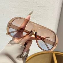 1PC New Vintage Design Oversized Square Fashion Glasses, High-End Street Style Party Festival Everyday Casual Eyewear Beach Accessories For Women Glasses Shades Plain Casual PC None - 咖啡棕 - 查看 1