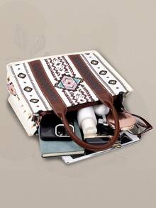 2pcs/Set Bohemian Vintage Handbag Set Including Women Tote Bag And Wallet - Beige - View 7