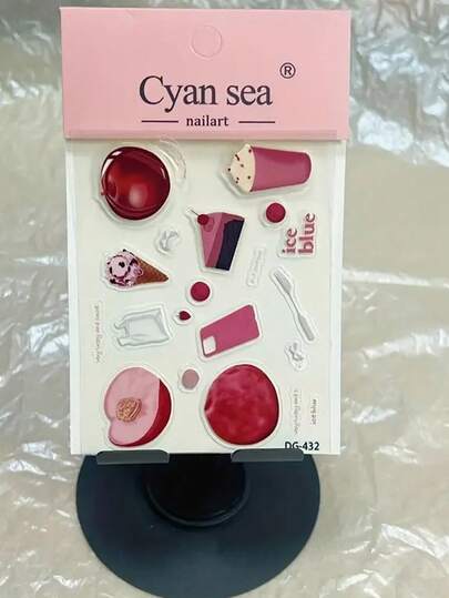 1pc Realistic Ice Cream & Peach Jelly 3D Sticker Decal For DIY Phone Case, Water Cup, Etc.