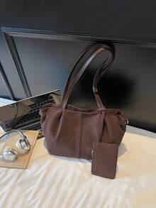 2025 New Vintage Suede Tote Bag, Large Capacity Commuter Shoulder Bag, Fashion Handbag