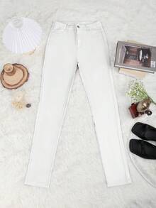 Apperloth A 女士纯色高腰PU皮紧身裤，朋克音乐节