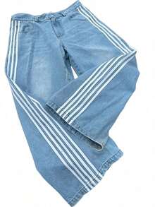 Men's Striped Denim Pants Stripe Baggy Jeans Fashion Casual Straight-Leg Trousers Daily Personalized Street Style - Màu xanh lam - Xem 1