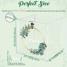 1 set cutie poștală acrilică pentru nuntă cu încuietoare, cutie poștală acrilică pentru nuntă cu coroană de eucalipt aurie, cutie pentru plicuri de bani pentru nuntă, potrivită pentru nuntă, logodnă, ziua de naștere, petrecere de absolvire, decorare de petrecere cu cadouri de botez