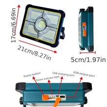 1个258颗LED灯珠的便携式太阳能灯，内置4节1200mAh可充电锂离子电池，8000W多功能可折叠聚光灯/露营灯，5种照明模式带紧急频闪，支持USB充电和太阳能充电，适用于露营、户外活动、旅行、办公桌、建筑工地、医院、音乐会、派对、圣诞节、复活节、母亲节、返校季等场合，是理想的礼物之选。