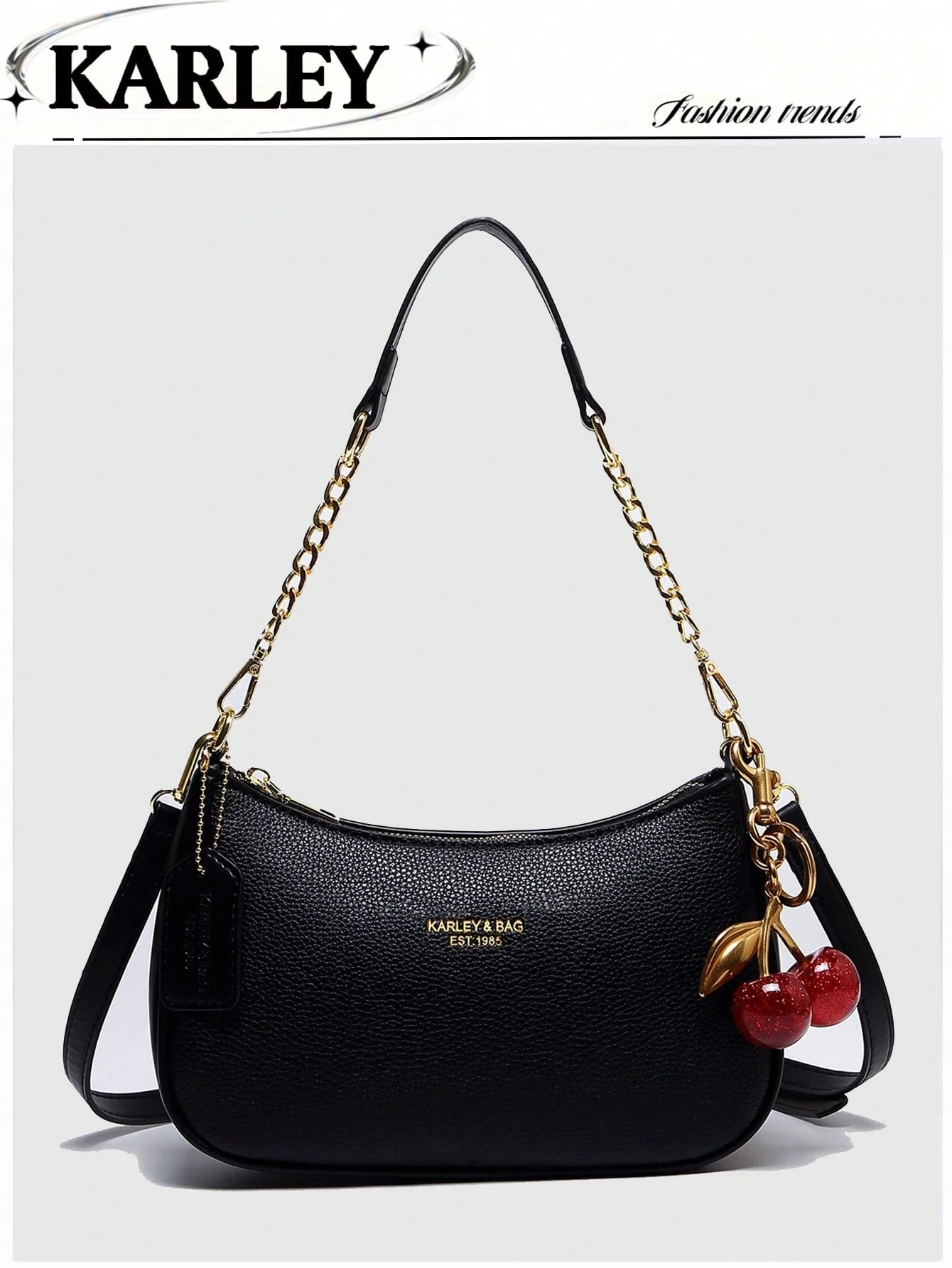 Classic Versatile Letter Graphic Design Solid Color Pu Leather Crescent