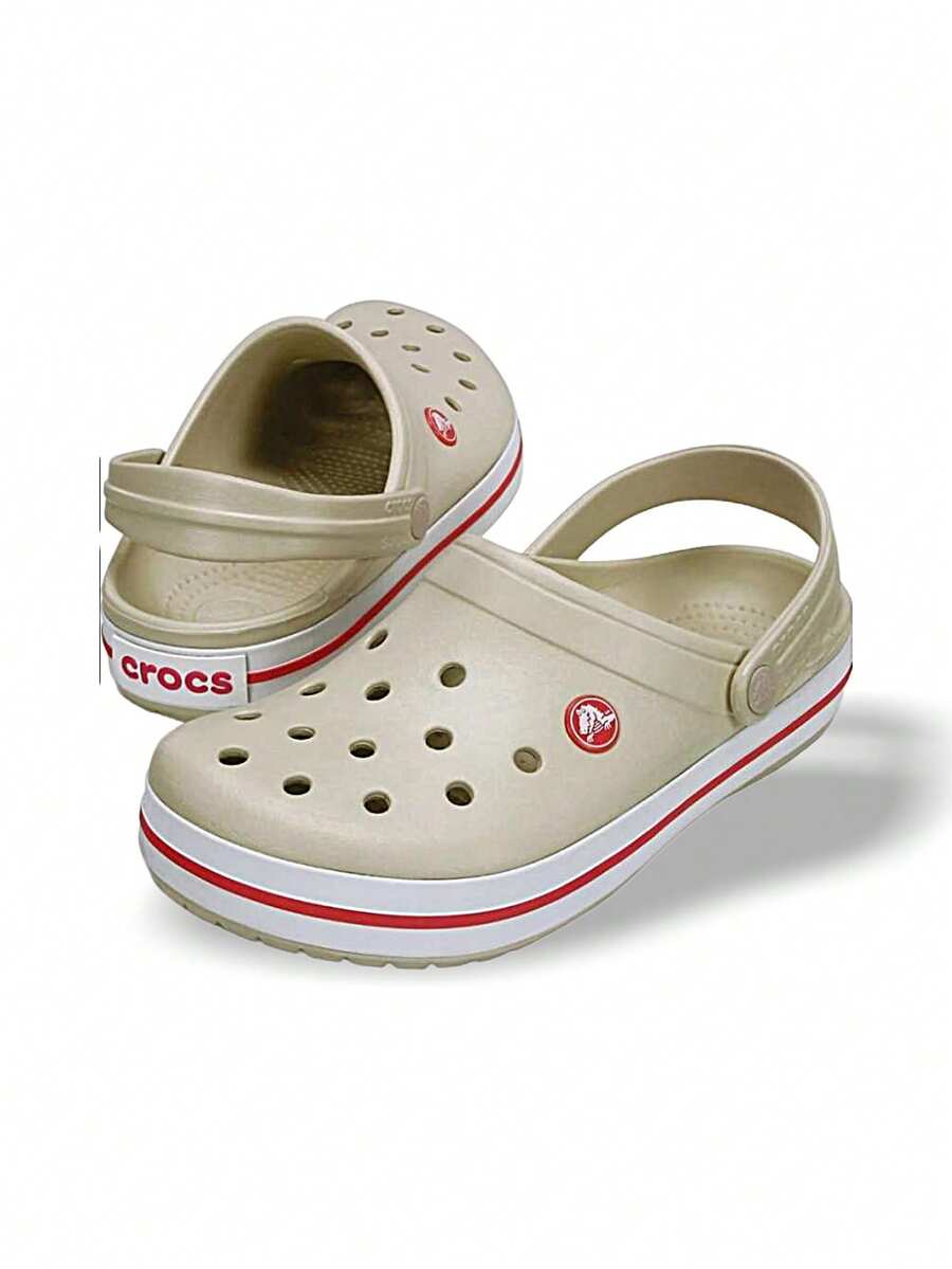Crocs 男女通用木屐，吸汗透气，防晒防风保暖，百搭纯色，易洗速干，适合运动、户外跑步、日常穿着，男女皆宜，米色，货号：11016-1AS - 淺褐色 - 查看 1