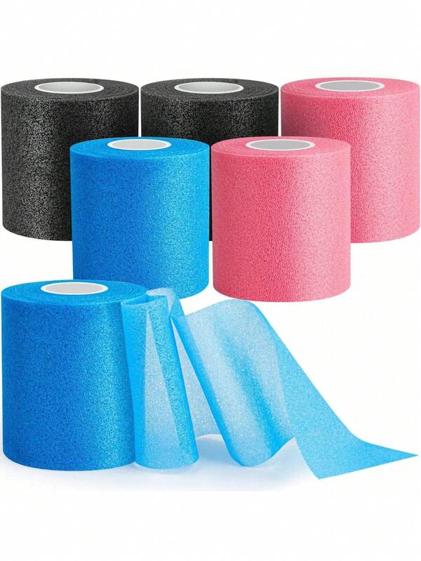 3/6 pacchi Bende pre-wrap per capelli da calcio, Fasce per capelli sportive nere in tessuto atletico pre-wrap, Sottobendaggio in schiuma pre-wrap sportivo, Bende sportive 2,76 pollici x 11 iarde, accessori palestra