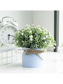 1pc Realistic Potted Floral Artificial Mini Plant With Pot, Suitable For Home Office Desk Decor