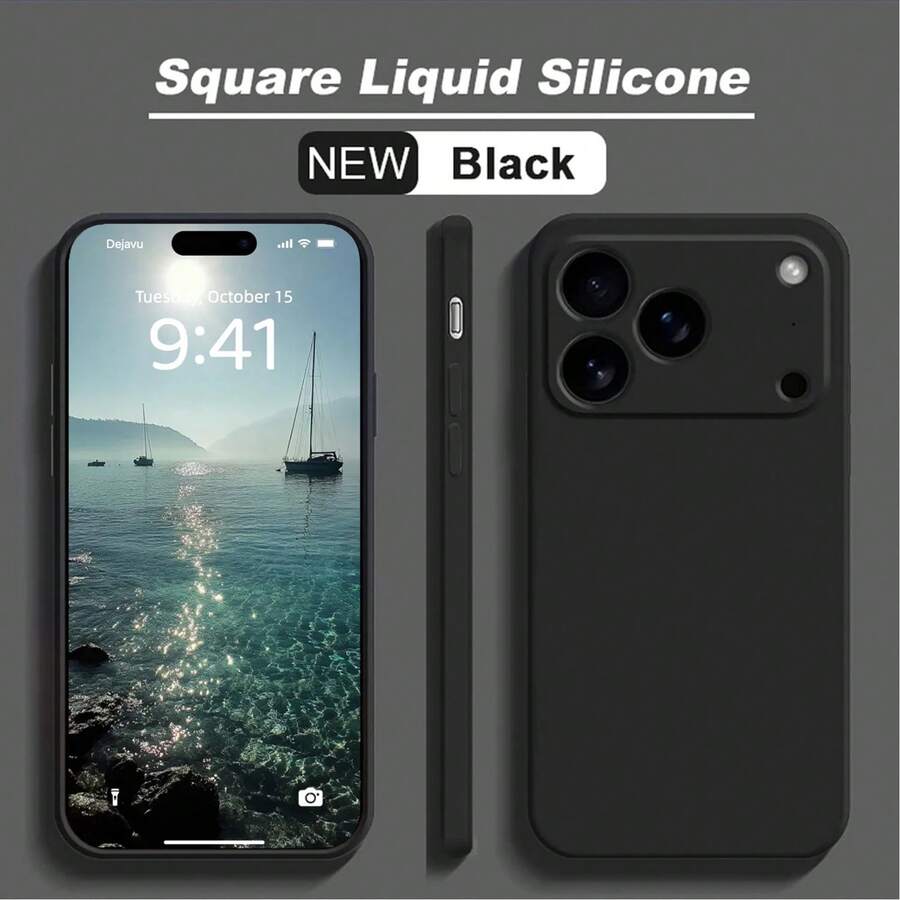 Liquid Silicone Protective Case Compatible With Iphone 17, 17 Air, 17 Pro, 17 Pro Max, Made Of Premium Silicone Material, Provides All-Round Protection (4-Layer Shock-Proof Structure), Soft Anti-Scratch Microfiber Lining, Also Compatible With Iphone 13, 11, 16 Pro Max, 15, 14 Plus, 12 Mini, XS Max, 7, 8 Plus, Scratch-Resistant And Durable. - Black - View 1