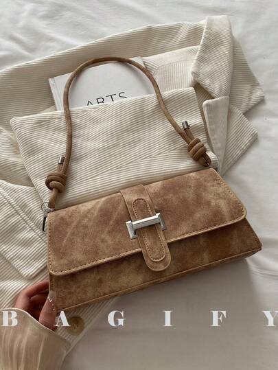 New Fashion Metal Decor Handbag Shoulder Bag, Suitable For Party, Outing, Vacation, Shopping And Daily Use, Can Store Coins, Phones, Also Suitable As Work Bag For Office Ladies, College Students And Professionals, Elegant Ladies Bag