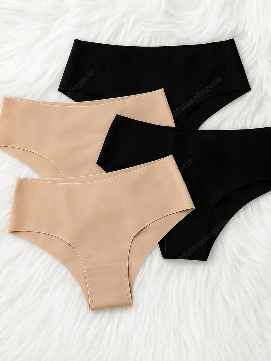 Set Of 4 Seamless High-Waisted Panties With Laser Cut Detail In Neutral Colors - Cos Mamut - Nhiều màu - Xem 1