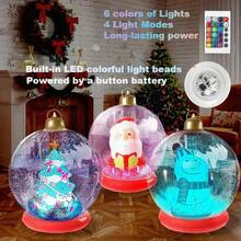 1 pieza Bola de Navidad inflable con LED y base roja - Árbol de Navidad, muñeco de nieve y decoración de invierno con efecto de parpadeo, control remoto y asa para colgar, adecuado para interiores/exteriores, decoración de Navidad, Año Nuevo y fiestas de invierno - Fácil de instalar, durable y portátil, adorno esférico con cambio de color, diseño clásico para celebración de Navidad y Año Nuevo