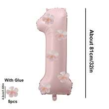 6pcs 32-Inch Pink Digital Balloons Decor With White Flower Patterns, Suitable For Birthday Party, Family Gathering And Various Holiday Celebrations - Pink - View 4