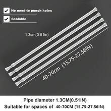 2pcs Modern Adjustable Tension Curtain Rods - Heavy Duty Expandable Rod, No Drill Tension Rod, Suitable For Shower, Closet, Window, Towel Rack - Steel And Plastic Home Decor Bathroom Decor