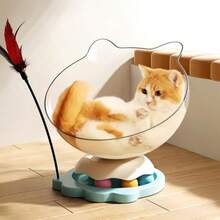 XXYSPT Space Capsule Cat House And Toy Modern Cat Bed With Feather Teaser Rolling Ball Base Play And Rest Pod For Adorable Cats - As Pic - View 2