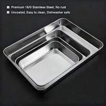 Deep Baking Pans Set 16 And 12 Inch Large Stainless Steel Cake Pans For Oven Rectangular Metal Cookie Sheets For Baking Bread And Cookies Heavy Duty Construction With No Warping Easy To Clean And Durable For ProfessionalGrade Baking Results - bạc - Xem 6