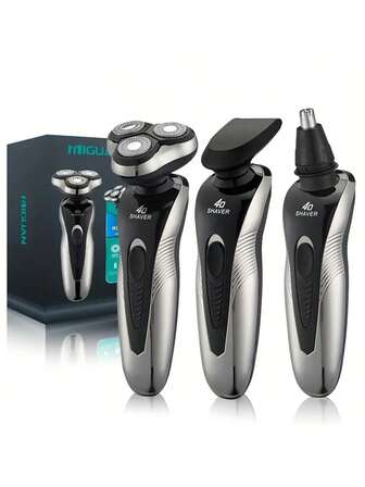 MIGUAN Electric 5-In-1 Shaver, High-Power Shaver For Shaving Head And Beard, Five-Blade Electric Shaver, Digital Display Lithium Battery Rechargeable Shaver