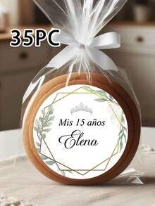 35 etiquetas redondas personalizadas, mate, etiquetas personalizadas con diseño de corona, adecuadas para celebraciones de cumpleaños - Multicolor - Ver 16