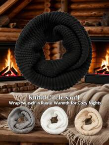 1 pezzo Sciarpa ad anello in maglia unisex - Colori multipli (Nero, Grigio, Bianco, Beige) per uno stile festivo natalizio, per il calore invernale, lo sci e le attività all'aperto per donne e uomini con una texture in maglia senza tempo - Sciarpa infinita - Visualizzare 1