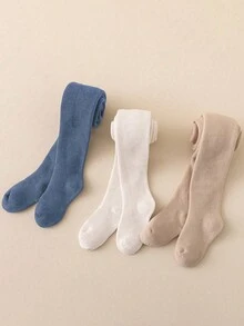 3 Pairs Kids' Solid Color Tight Leggings, Versatile All-Match Tights For Girls, Suitable For School Uniform And Daily Wear, Spring/Autumn/All Season - Multicolor - View 10
