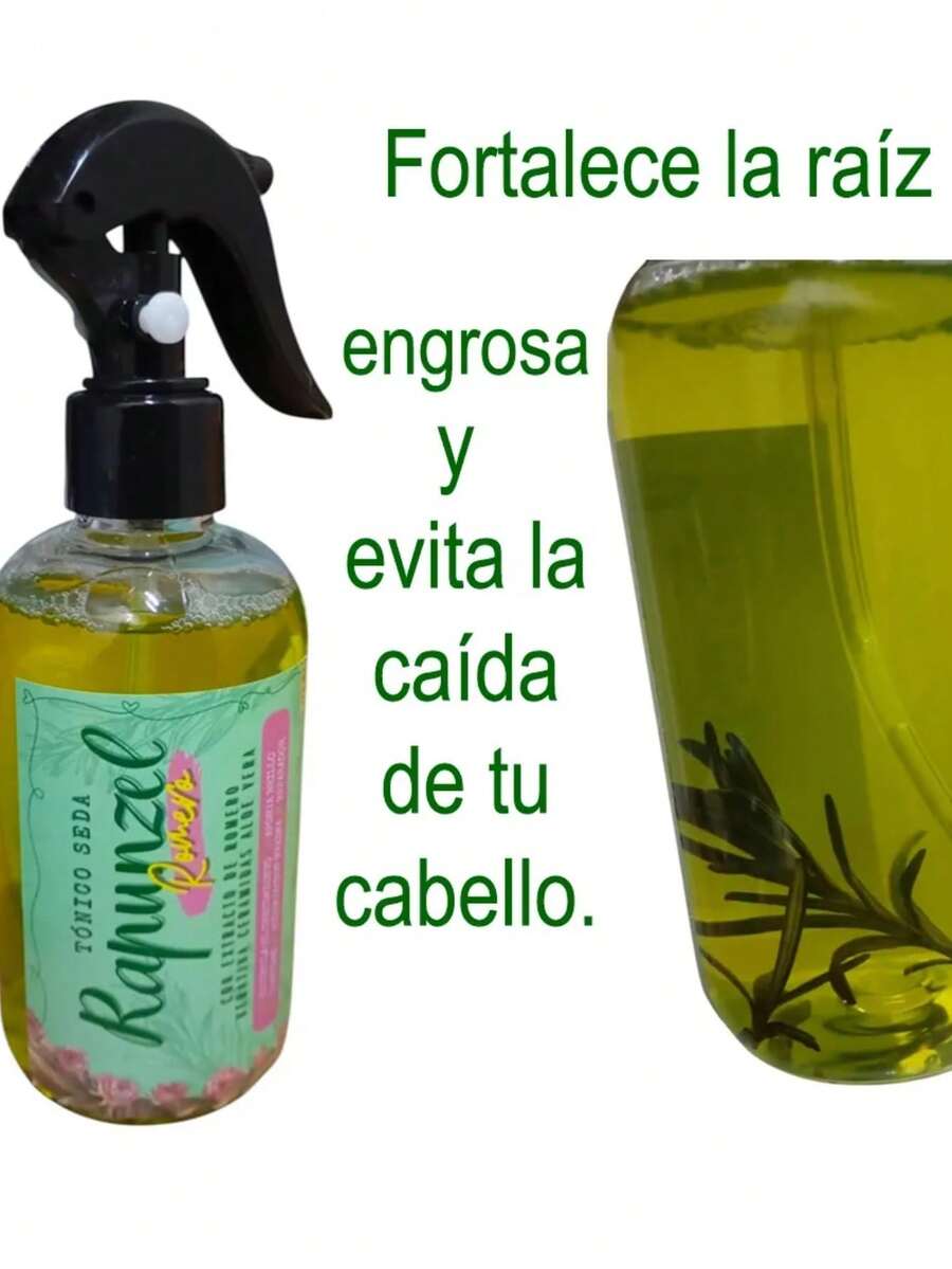 Tónico Seda Capilar Rapunzel keratina Anti Caída Romero Aloe Transforma tu rutina de cuidado capilar con el Tónico Seda Capilar Rapunzel Romero Aloe Keratina Ceramidas, 250ml - Verde - Ver 1