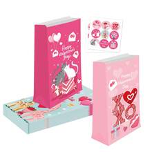 4pcs/Set Valentine's Day Gift Bags, Valentine's Day XO Swan Giraffe Kitty Heart Design Gift Bags, Suitable For Classroom Crafts, Party Favors - Multicolor - View 3