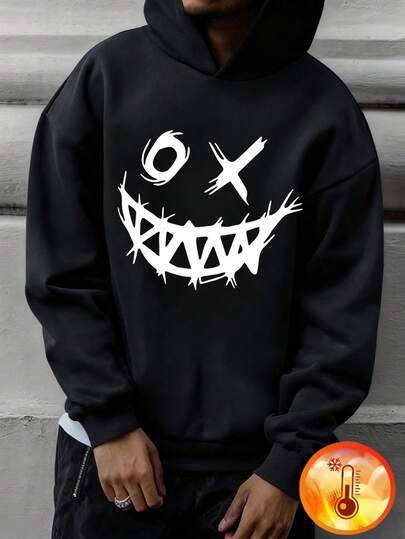 Sudadera con capucha con estampado gráfico y forro polar para niño preadolescente, cálida y cómoda para otoño/invierno