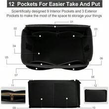 Purse Organizer Insert Felt Tote Bag Organizer Insert With 5 Sizes Handbag Dividers For Inside Purse Compatible With   Speedy And More - Black+X-large - View 3