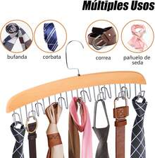 Percha de Madera para Corbatas,Organizador de Corbatas, 12 Ganchos para Organizar Cinturones y Corbatas, Racks de Corbata Giratorios de 360 Grados, Corbatas Almacenamiento Accesorio, Paquete de 2 - 1 - Ver 5
