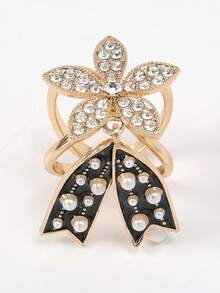 1 pieza Broche de bufanda de diseño floral con decoración de perlas - Multicolor - Ver 9