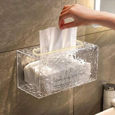 Facial Tissue Box Holder For Wall Tissue Box Dispenser Kitchen Wall Mount Compatible With Disposable Face Towel And Other Napkin Paper Water Ripple Rectangle