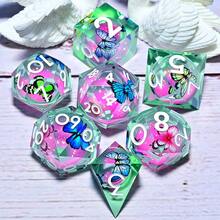 7件套树脂角色扮演游戏骰子套装 - 多面骰子，适用于桌面游戏、角色扮演游戏和节日礼物（圣诞节/感恩节/斋月/复活节） - 彩色 - 查看 8