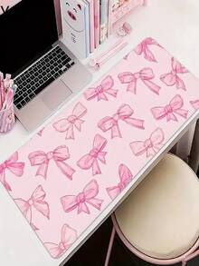 Cute Pink Bow Mouse Pad Large Keyboard Desk Pads 900x400mm Playmat Non-Slip Rubber Base Washable Rug For Office And Home Use - Rectangle - View 1